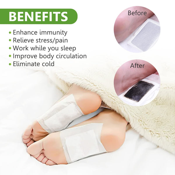 20Pcs Natural Bamboo Vinegar & Ginger Powder Foot Pads | Detox Improve Sleep Boost Metabolism Foot Creams & Treatments