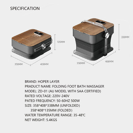 Hoper Layer Electric Dps Heating Folding Foot Bath Massager Au Model With Saa Certified Massagers