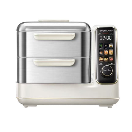 Hoper Layer Electric Food Steamer 16L Large Capacity 10 Second Start 24H Timer Independent Water Tank Electric Steamers