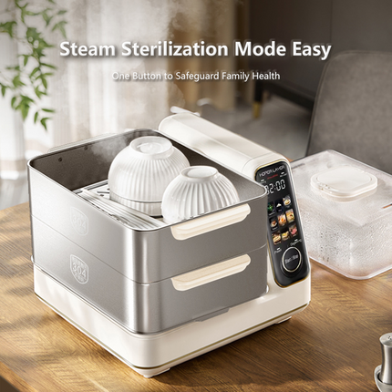 Hoper Layer Electric Food Steamer 16L Large Capacity 10 Second Start 24H Timer Independent Water Tank Electric Steamers