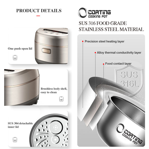 Hoper Layer 4L Electric Rice Cooker Ih Heating Coating Non Stick Technology Rice Cookers