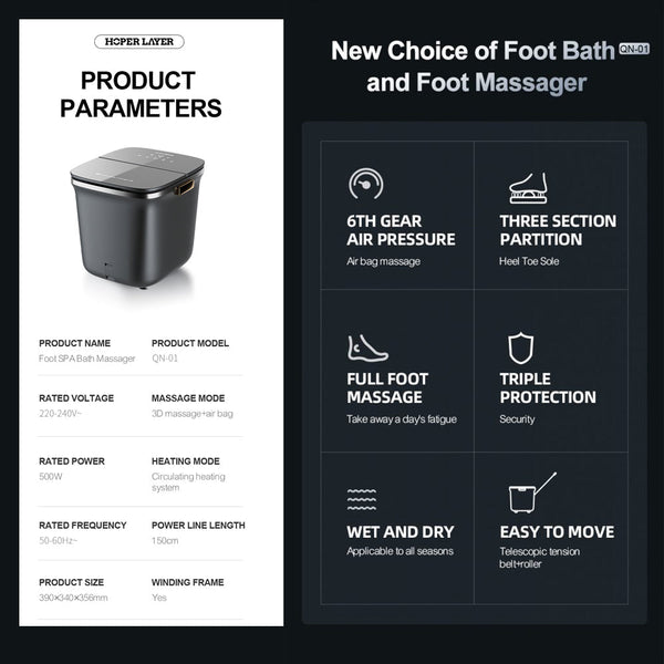 Hoper Layer Foot Spa Airbag Squeezing Bath Massager Dry And Wet Dual Use Qn 01 Massagers