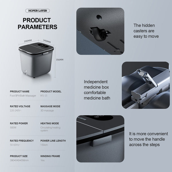 Hoper Layer Circulating Heating Foot Spa Bath Massager Dry And Wet Dual Use Ws 15 Massagers