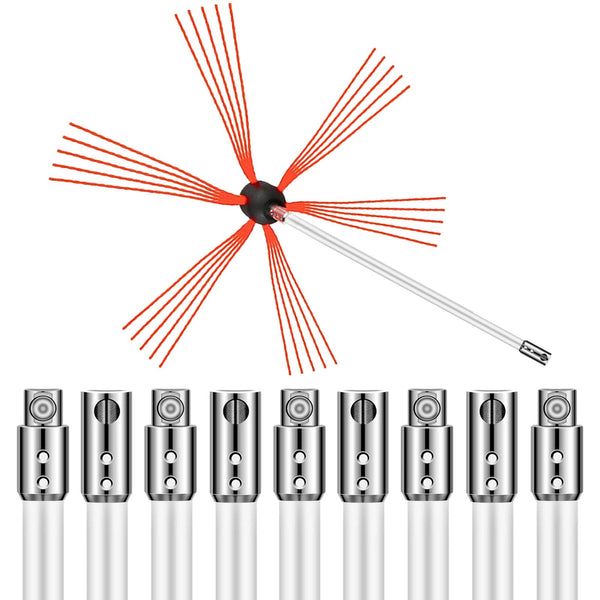 Vevor Chimney Sweep Kit 33Ft Cleaning Nylon Sooteater Flexible Brush Head Sweeping Easy Connecting With 10 White Rods Mops Brooms & Scrubbers