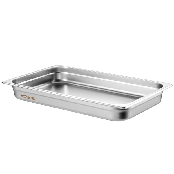 Vevor 6 Pack Hotel Pans Full Size Anti Jam Steam 0.8Mm Thick Stainless Steel Restaurant Table 2.5 Inch Deep Commercial Catering Storage Food For Indus
