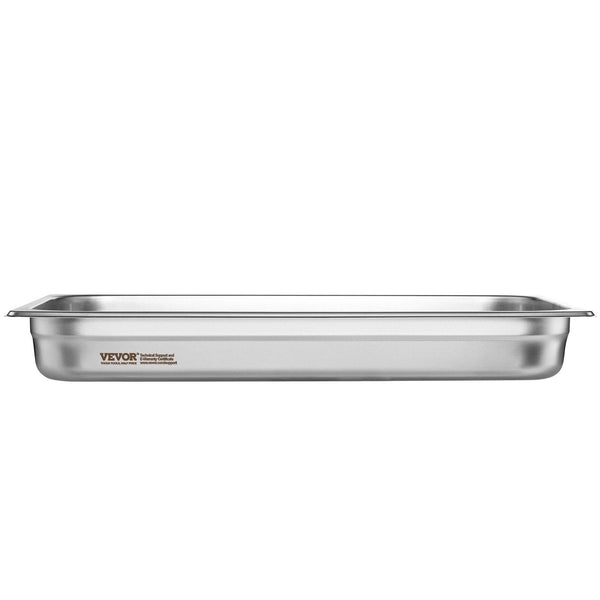 Vevor 6 Pack Hotel Pans Full Size Anti Jam Steam 0.8Mm Thick Stainless Steel Restaurant Table 2.5 Inch Deep Commercial Catering Storage Food For Indus