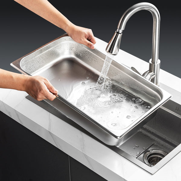 Vevor 4 Pack Hotel Pans Full Size Anti Jam Steam With Lid 0.8Mm Thick Stainless Steel Table Inch Deep Commercial Catering Storage Food For Industrial