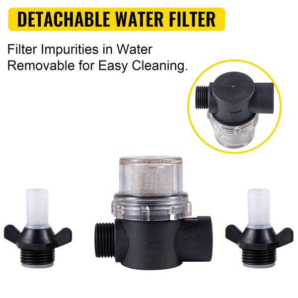 Vevor Rv Water Pump 5.3 Gpm 5.5 Gallons Per Minute 12V Automatic 70 Psi Diaphragm With 25 Foot Coiled Hose Washdown Pumps For Boats Caravan Marine Yac