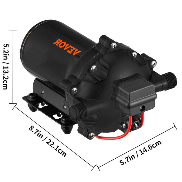 Vevor Rv Water Pump 5.3 Gpm 5.5 Gallons Per Minute 12V Automatic 70 Psi Diaphragm With 25 Foot Coiled Hose Washdown Pumps For Boats Caravan Marine Yac