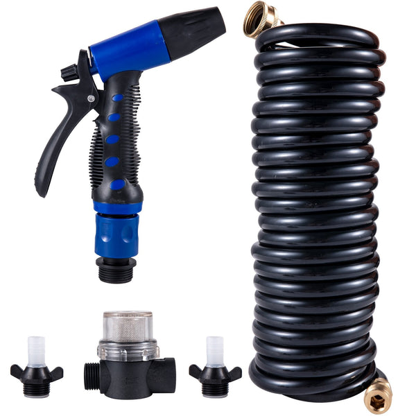 Vevor Rv Water Pump 5.3 Gpm 5.5 Gallons Per Minute 12V Automatic 70 Psi Diaphragm With 25 Foot Coiled Hose Washdown Pumps For Boats Caravan Marine Yac