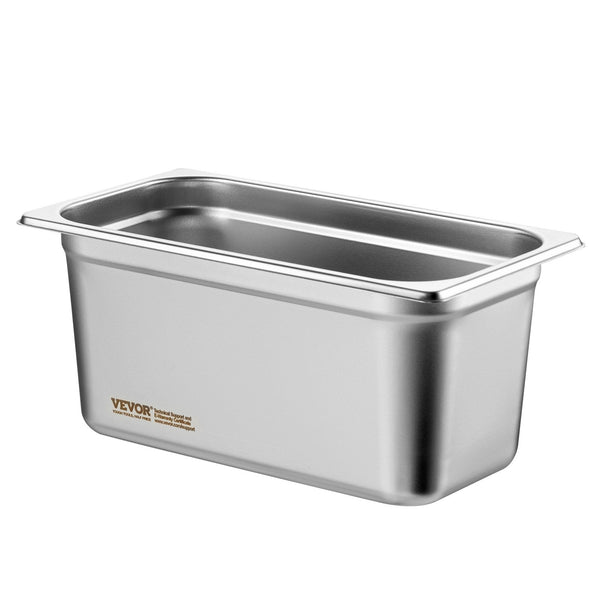 Vevor 8 Pack Hotel Pans 1/3 Size Anti Jam Steam With Lid 0.8Mm Thick Stainless Steel Table 6 Inch Deep Commercial Catering Storage Food For Industrial