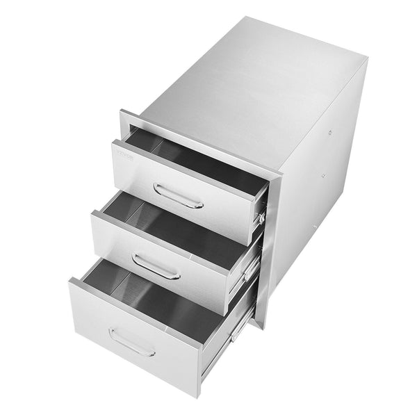18X23 Inch Outdoor Kitchen Stainless Steel Triple Access Bbq Drawers With Chrome Handle Barbecue Accessories