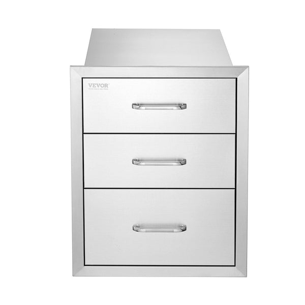 18X23 Inch Outdoor Kitchen Stainless Steel Triple Access Bbq Drawers With Chrome Handle Barbecue Accessories