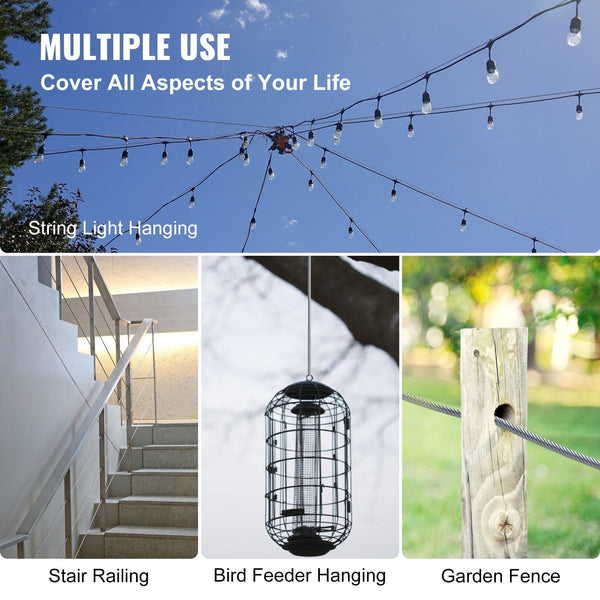 1/8 Stainless Steel Cable Railing 500Ft Wire Rope 316 Marine Grade Braided Aircraft 7X7 Strands Construction For Deck Balusters Stair Handrail Porch F