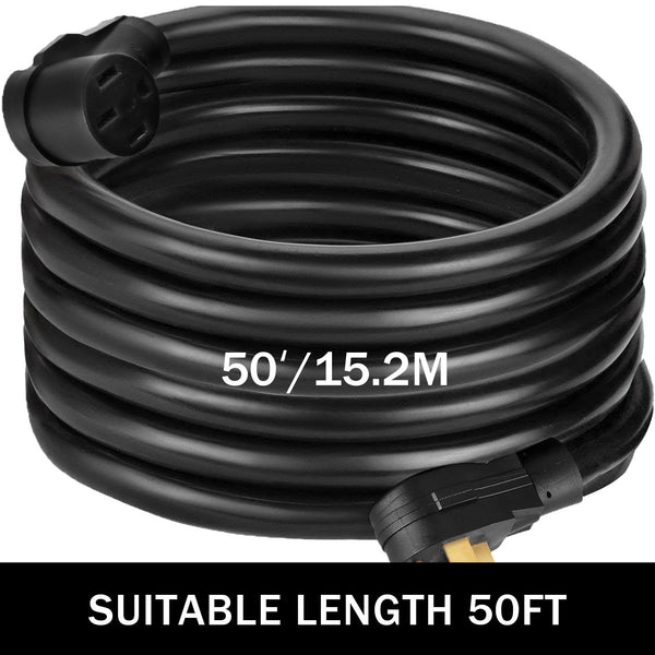 Vevor 50Ft Amp Rv Power Cord Durable Heavy Duty Extension Copper Wire Supply Cable For Trailer Motorhome Camper Extension Cords