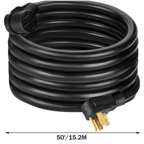 Vevor 50Ft Amp Rv Power Cord Durable Heavy Duty Extension Copper Wire Supply Cable For Trailer Motorhome Camper Extension Cords