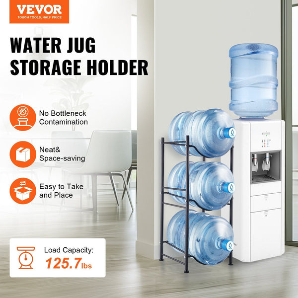 3 Tiers Water Jug Holder 5 Gallon Bottle Single Row Rack For Bottles Heavy Duty Kitchen Office Living Room Black Water Bottles & Vacuum Flasks