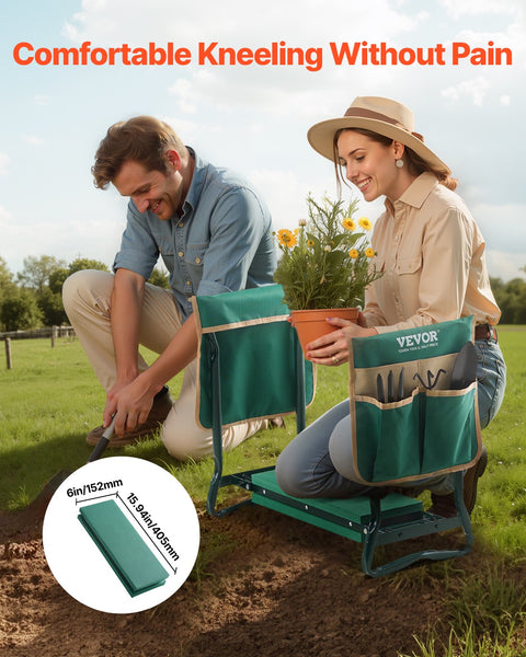 Garden Kneeler And Seat 6 In Wide Kneeling Pad Heavy Duty Stool Folding With 2 Tool Bags Relieve & Back Pain Portable Bench For Women Grandparents Gar