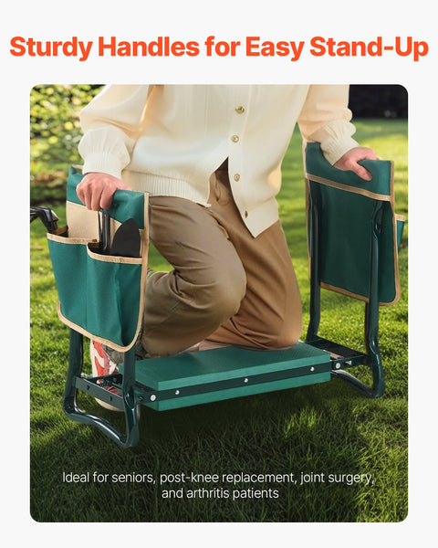 Garden Kneeler And Seat 6 In Wide Kneeling Pad Heavy Duty Stool Folding With 2 Tool Bags Relieve & Back Pain Portable Bench For Women Grandparents Gar