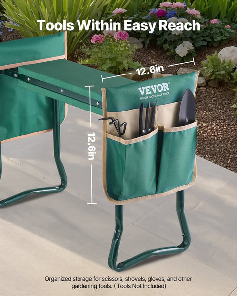 Garden Kneeler And Seat 6 In Wide Kneeling Pad Heavy Duty Stool Folding With 2 Tool Bags Relieve & Back Pain Portable Bench For Women Grandparents Gar