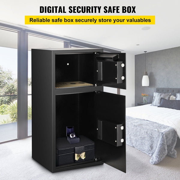 Large Double Door Security Safe Box 2.6 Cubic Feet Steel Strong With Digital Lock For Money Gun Jewelry Black Safes