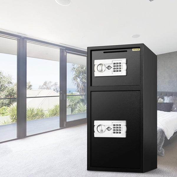 Large Double Door Security Safe Box 2.6 Cubic Feet Steel Strong With Digital Lock For Money Gun Jewelry Black Safes