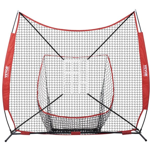 7X7 Ft Baseball Softball Practice Net Portable Training For Hitting Catching Pitching Backstop Equipment With Bow Frame Carry Bag Strike Zone 12 Balls