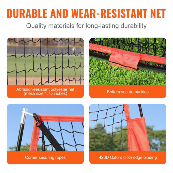 7X7 Ft Baseball Softball Practice Net Portable Training For Hitting Catching Pitching Backstop Equipment With Bow Frame Carry Bag Strike Zone 12 Balls