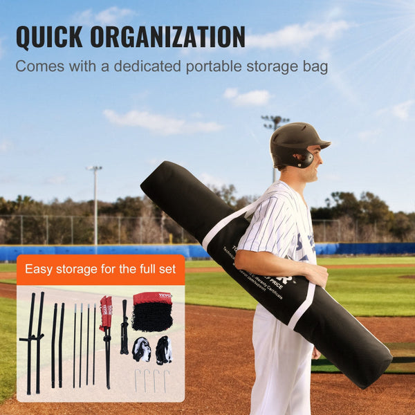 7X7 Ft Baseball Softball Practice Net Portable Training For Hitting Catching Pitching Backstop Equipment With Bow Frame Carry Bag Strike Zone 12 Balls