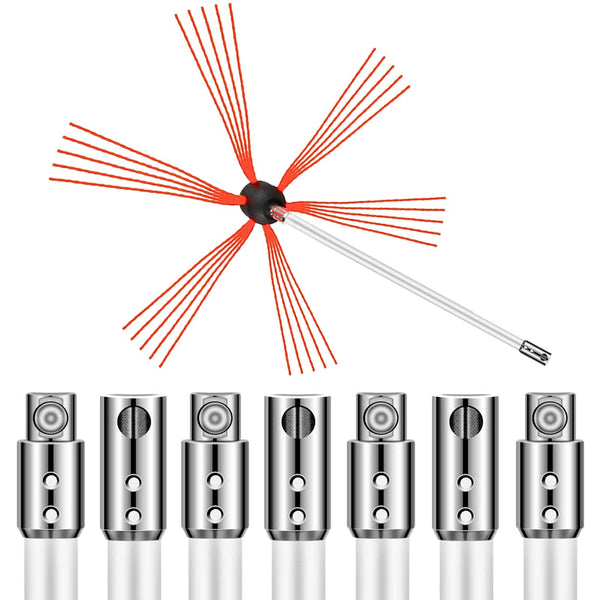 Vevor Chimney Sweeping Brush Rotary 315Inch Rod Kit 8 Rods With Nylon Flexible (8 Rods) Cleaning Brushes