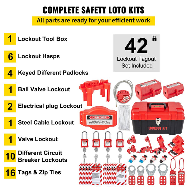 42 Pcs Lockout Tagout Kits Electrical Loto For Risk Removal Other Electrical Equipment