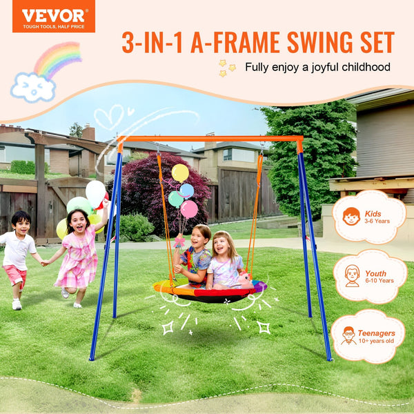 Swing Sets For Backyard 40In Saucer Seat A Frame Metal Stand 440Lbs Swing Seats