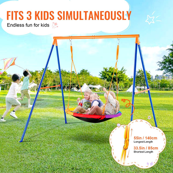 Swing Sets For Backyard 40In Saucer Seat A Frame Metal Stand 440Lbs Swing Seats