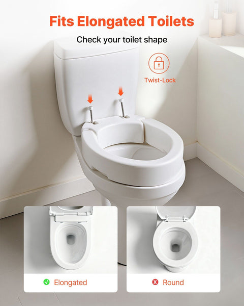 Raised Toilet Seat 136.1 Kg Load Capacity 88.9 Mm Lift Height Commode Elevated Riser With Enlarged Opening For Seniors Elderly Handicap Disabled Adult