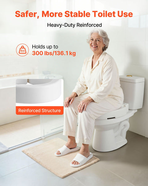 Raised Toilet Seat 136.1 Kg Load Capacity 88.9 Mm Lift Height Commode Elevated Riser With Enlarged Opening For Seniors Elderly Handicap Disabled Adult
