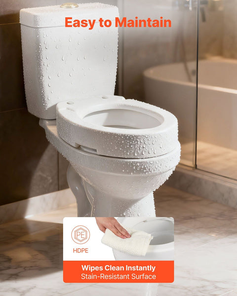 Raised Toilet Seat 136.1 Kg Load Capacity 88.9 Mm Lift Height Commode Elevated Riser With Enlarged Opening For Seniors Elderly Handicap Disabled Adult