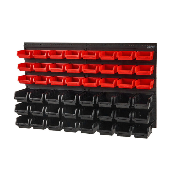 Wall Mounted Storage Bins 48 Parts Rack Organizer Garage Plastic Shop Tool With Panels For Nuts Bolts Screws Nails Beads Buttons Other Small Black And