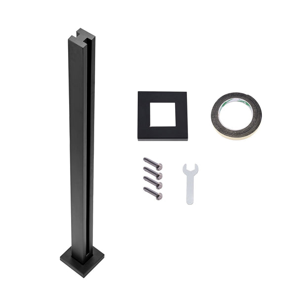 Vevor Glass Clamp 41.34" Height Railing Bracket For 0.39 0.47 Thickness Tempered 304 Stainless Steel Mounting Shelf Balcony Garden Deck Stair Black St