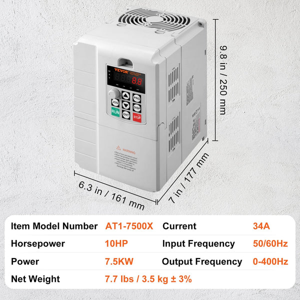Vfd 10Hp 7.5Kw 34A Phase 220V 240V Input To Output Variable Frequency Drive 400Hz For Ac Motor Speed Control Other Electrical Equipment