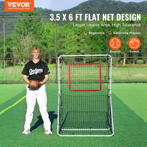 Vevor Baseball And Softball Rebounder Net 3.5 X 6 Ft Pitchback Pitching Nest Fielding Trainer Bounce Back For Fielding/Throwing Practice Adjustable An