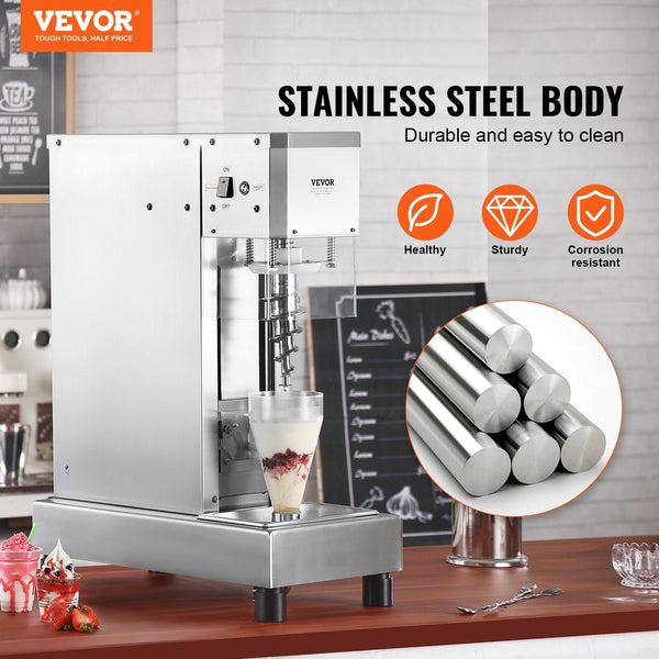Ice Cream Blender 750W High Speed Maker Mixer Stir Machine 1740Rpm 304 Stainless Steel Shaker Long Handle + Pc Protective Shield Customizable With Any