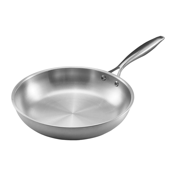 Vevor Tri Ply Stainless Steel Frying Pan 3 Piece (240 280 320 Mm) Cooking Skillet With Heat Resistant Handle Chef's Kitchen Cookware Oven Gas Electric