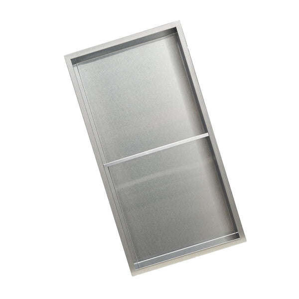 Vevor Shower Niche 33.0 X 63.5 10.2 Cm Recessed Wall Double Layer With Hollowed Out Divider Heavy Duty Stainless Steel Modern Shampoo Storage Organize