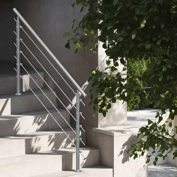Vevor 59In Handrails For Outdoor Steps Crossbars Staircase Porch Deck White Staircase Kits