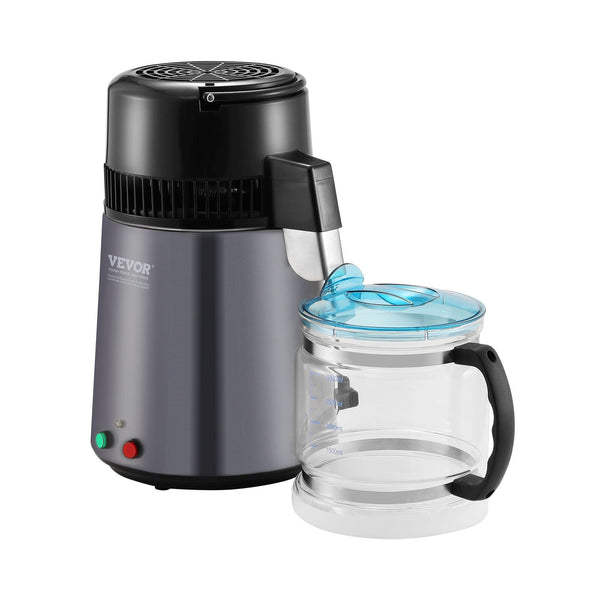 Water Distiller 4L 1.05 Gallon Pure Purifier Filter For Home Countertop 750W Distilled Maker Stainless Steel Interior Making Machine To Clean Gray Wat