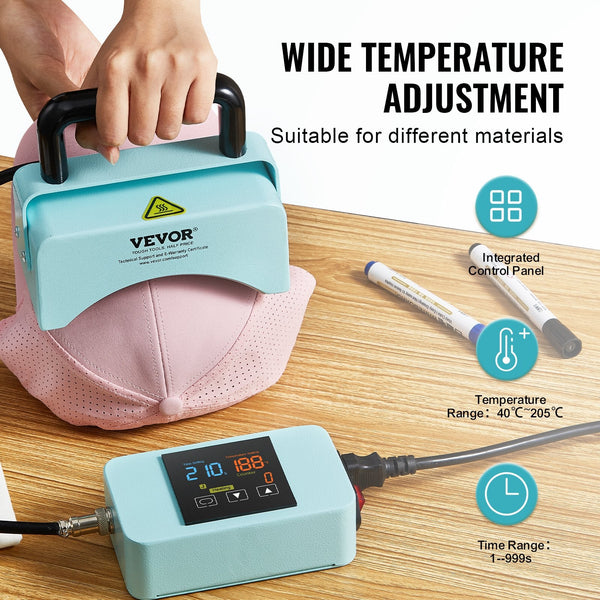 Vevor Hat Press Machine Mini Heat For Caps 5.9X3.15 Inch Plate Green Craft Printmaking