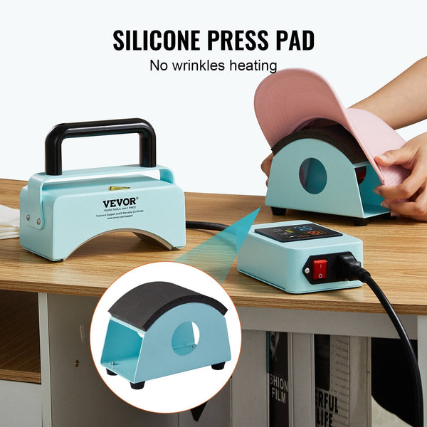 Vevor Hat Press Machine Mini Heat For Caps 5.9X3.15 Inch Plate Green Craft Printmaking