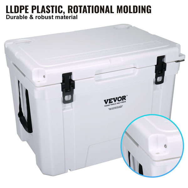 Vevor Insulated Portable Cooler 65 Qt Holds Cans Ice Retention Hard With Heavy Duty Handle Chest Lunch Box For Camping Beach Picnic Travel Outdoor Kee