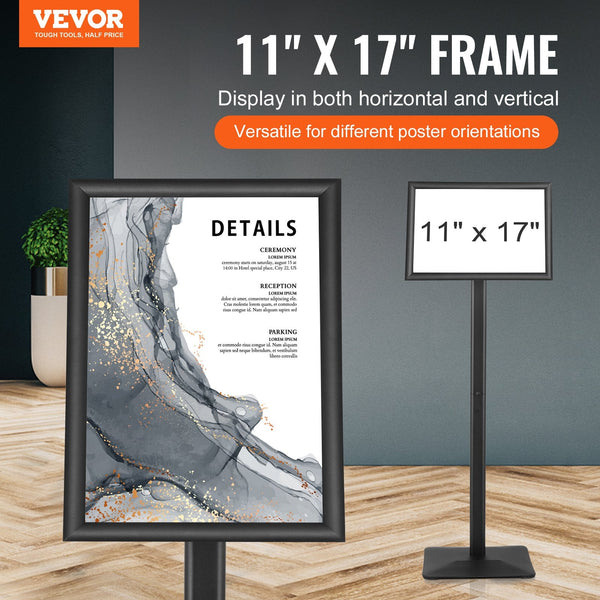 Pedestal Sign Holder Adjustable Poster Stand 11 X 17 Inch Metal Base Restaurant Signs