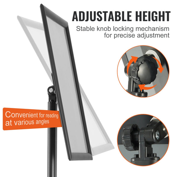 Pedestal Sign Holder Adjustable Poster Stand 11 X 17 Inch Metal Base Restaurant Signs